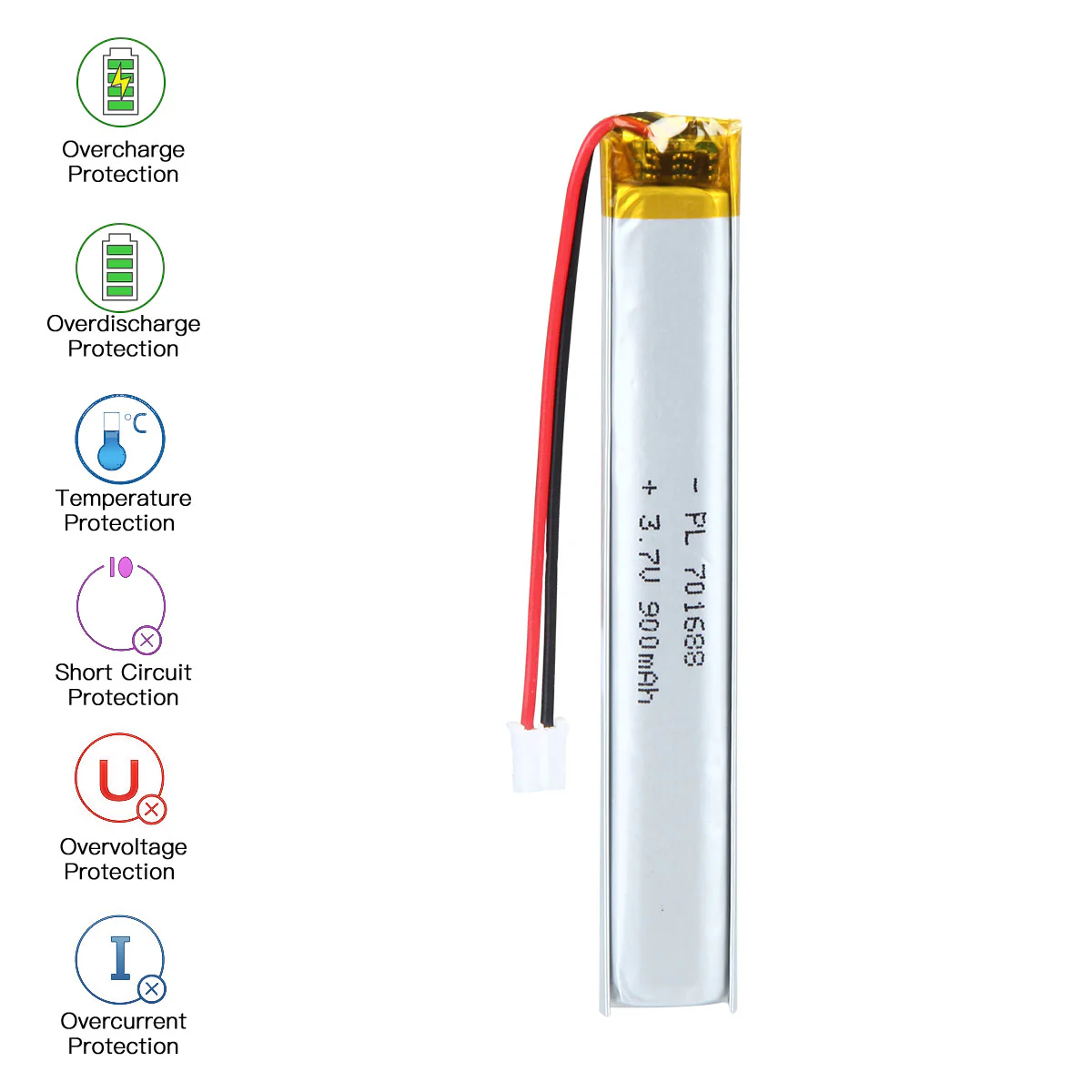 YDL 3.7V 900mAh 701688 Rechargeable Lithium Polymer Battery - Image 7