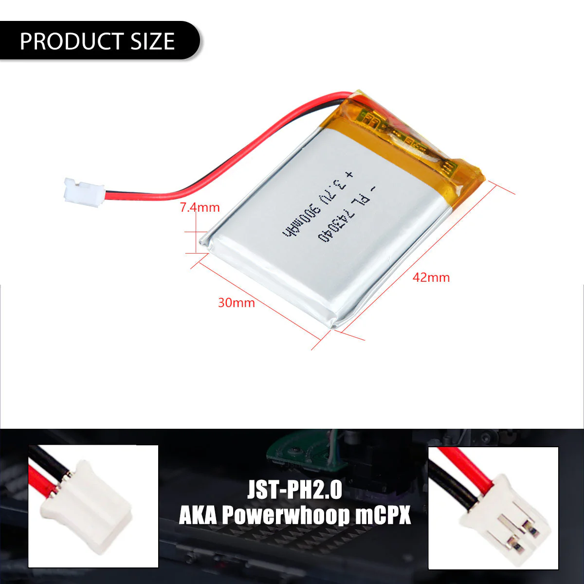 3.7V 900mAh 743040 Rechargeable Lithium Polymer Battery Pack - Image 3