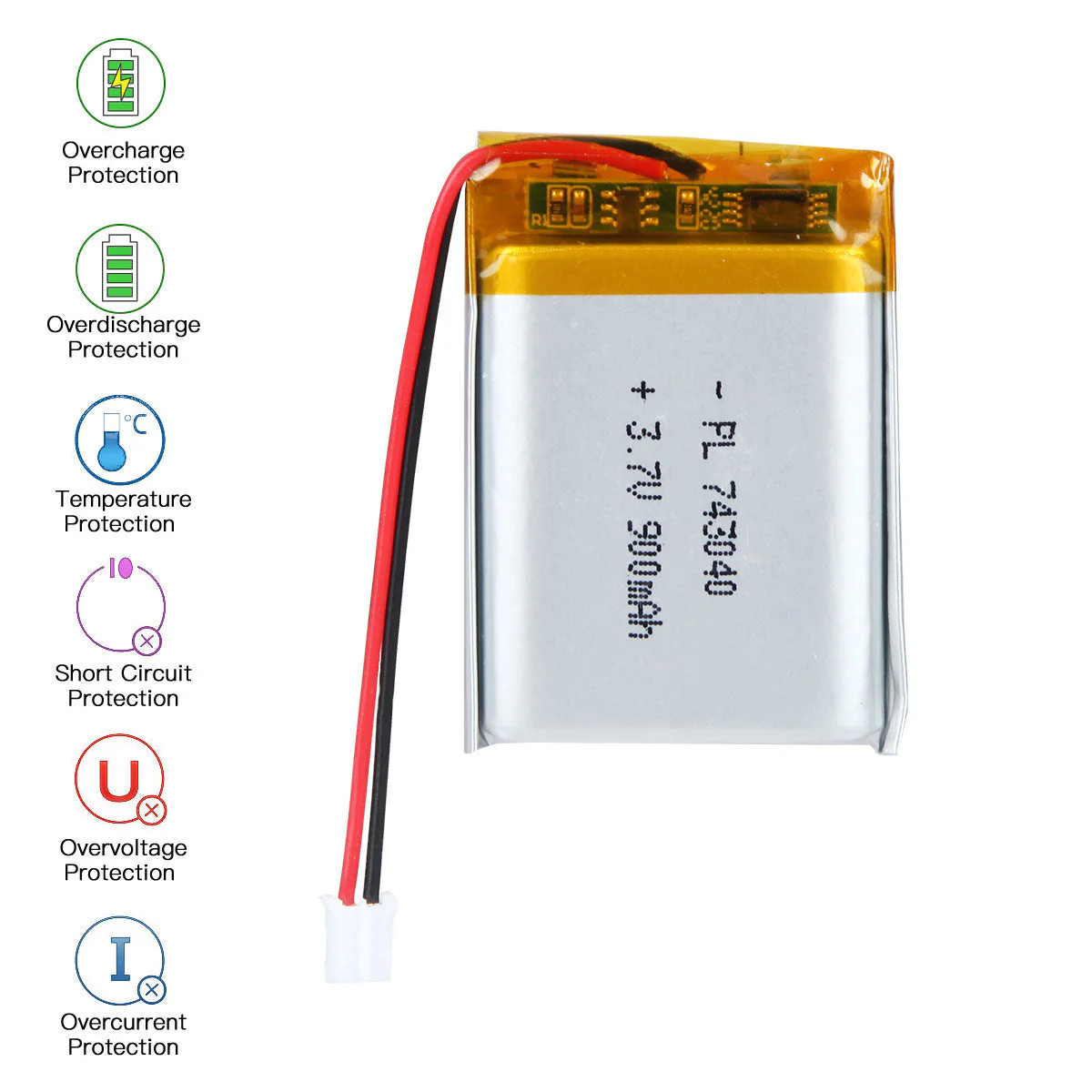 3.7V 900mAh 743040 Rechargeable Lithium Polymer Battery Pack - Image 4