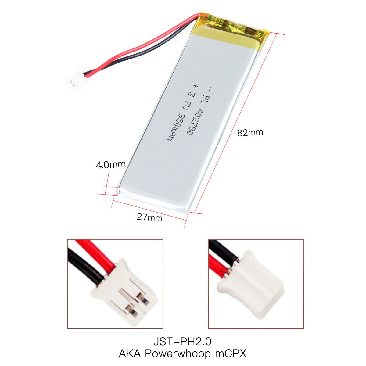 YDL 3.7V 950mAh 402780 Rechargeable Lithium Polymer Battery Length 82mm - Image 4