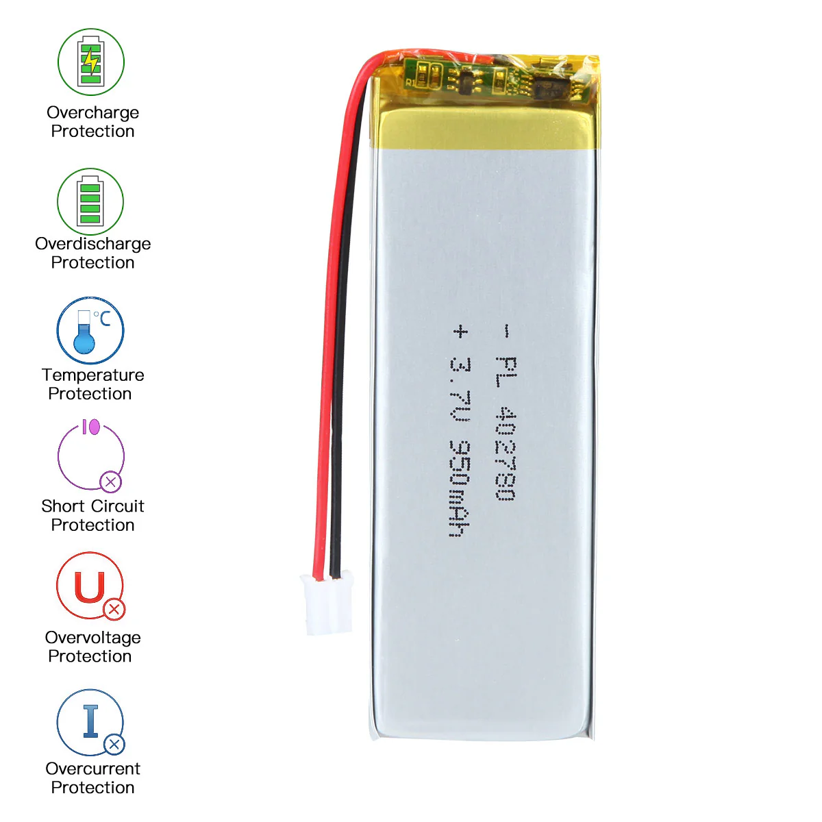 YDL 3.7V 950mAh 402780 Rechargeable Lithium Polymer Battery Length 82mm - Image 5