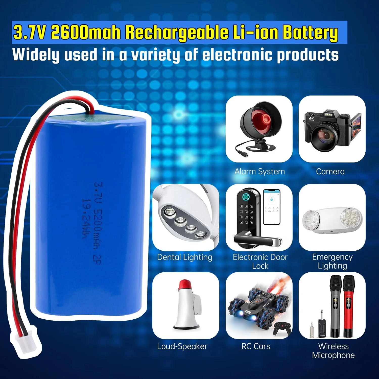 YDL 3.7V 5200mAh Li-ion Rechargeable Batteries for Electronics, Toys, Lighting, Equipment - Image 3