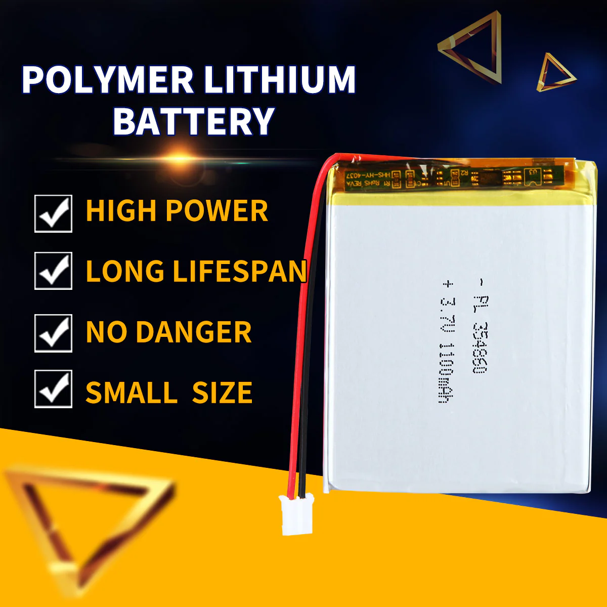 3.7V 1100mAh 354860 Rechargeable Lithium Polymer Battery - Image 2