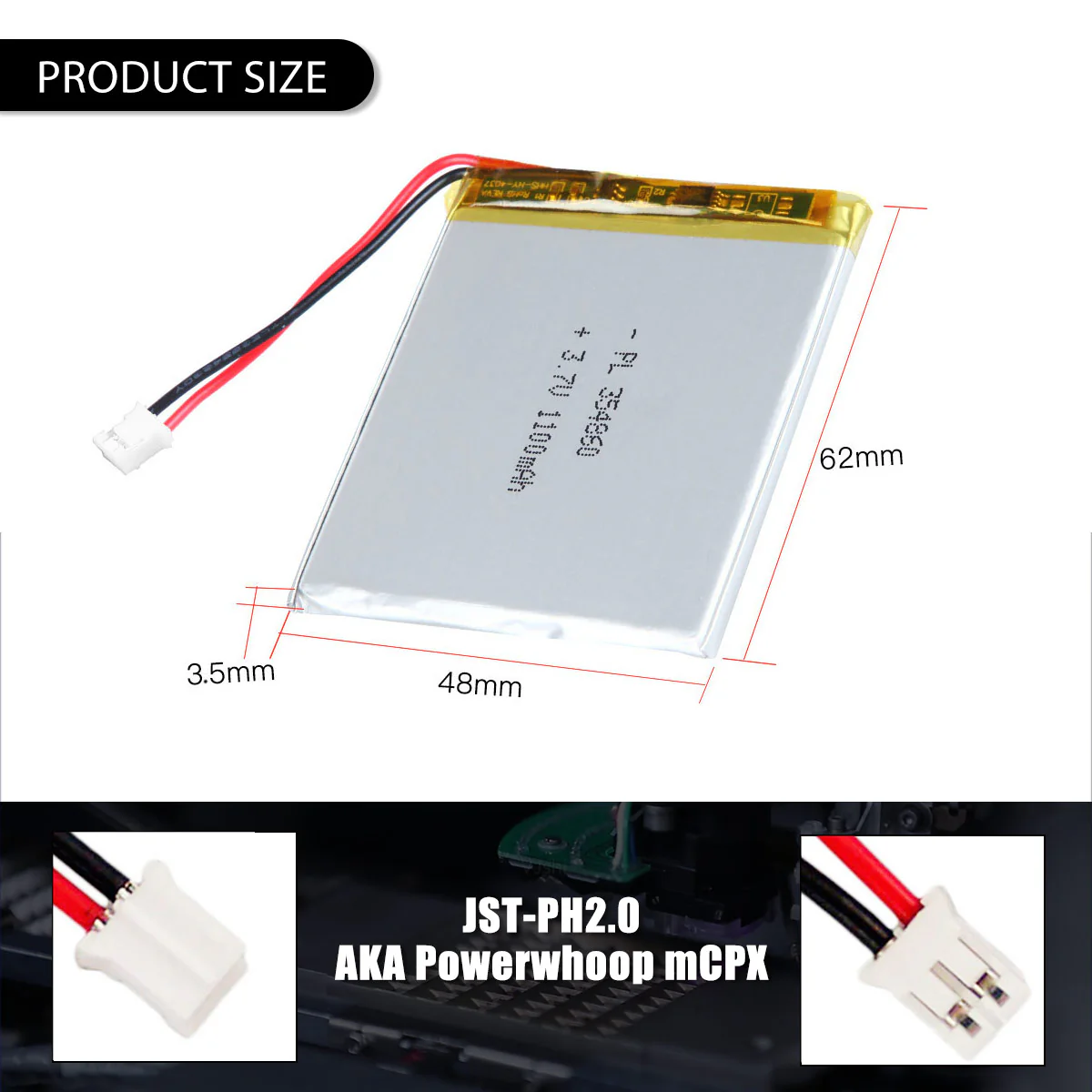 3.7V 1100mAh 354860 Rechargeable Lithium Polymer Battery - Image 5