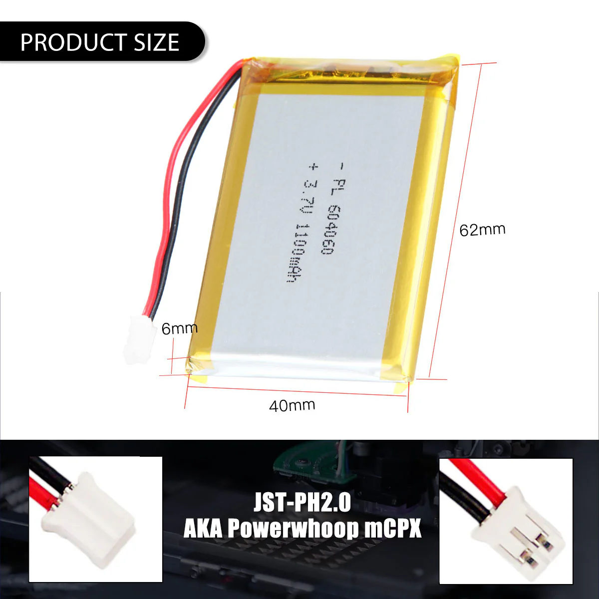 3.7V 1100mAh 604060 Rechargeable Lithium Polymer Battery - Image 6
