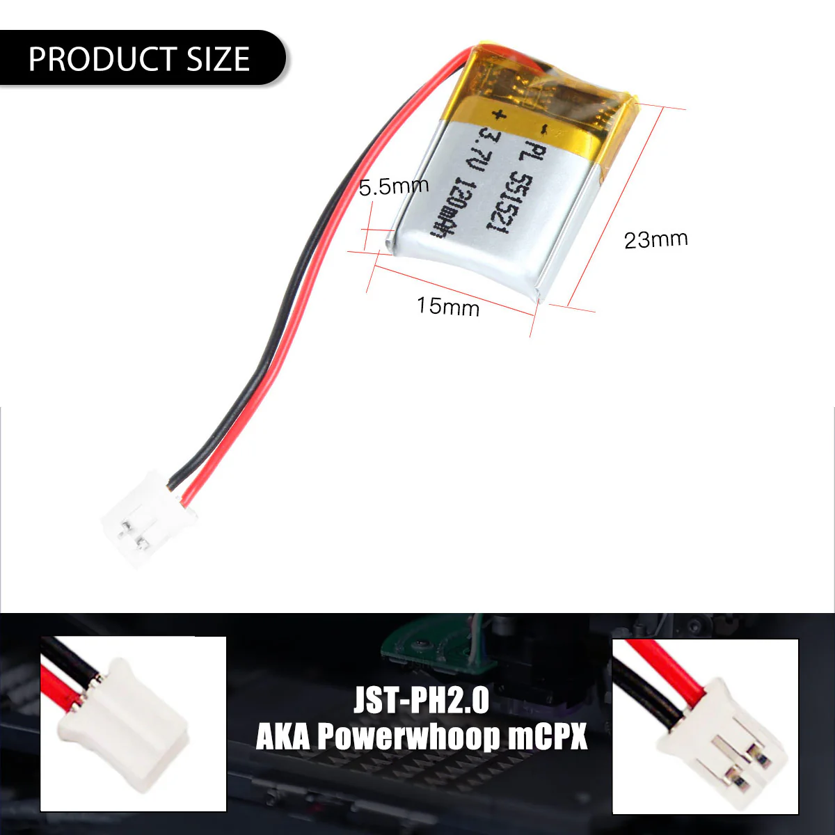 3.7V 120mAh 551521 Rechargeable Lithium Polymer Battery - Image 5