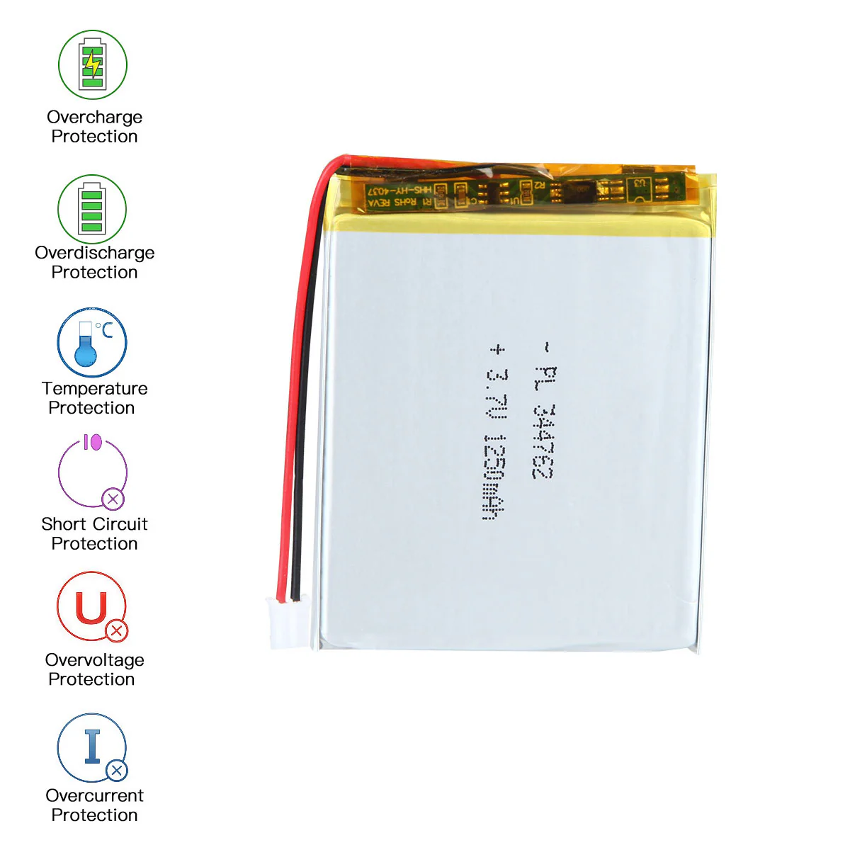 3.7V 1250mAh 344762 Rechargeable Lithium Polymer Battery - Image 4