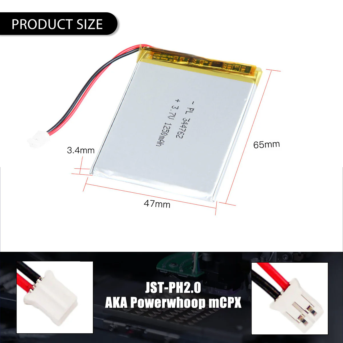 3.7V 1250mAh 344762 Rechargeable Lithium Polymer Battery - Image 5