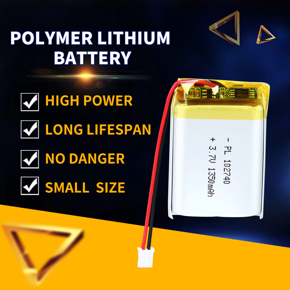 3.7V 1350mAh 102740 Rechargeable Lithium Polymer Battery - Image 2
