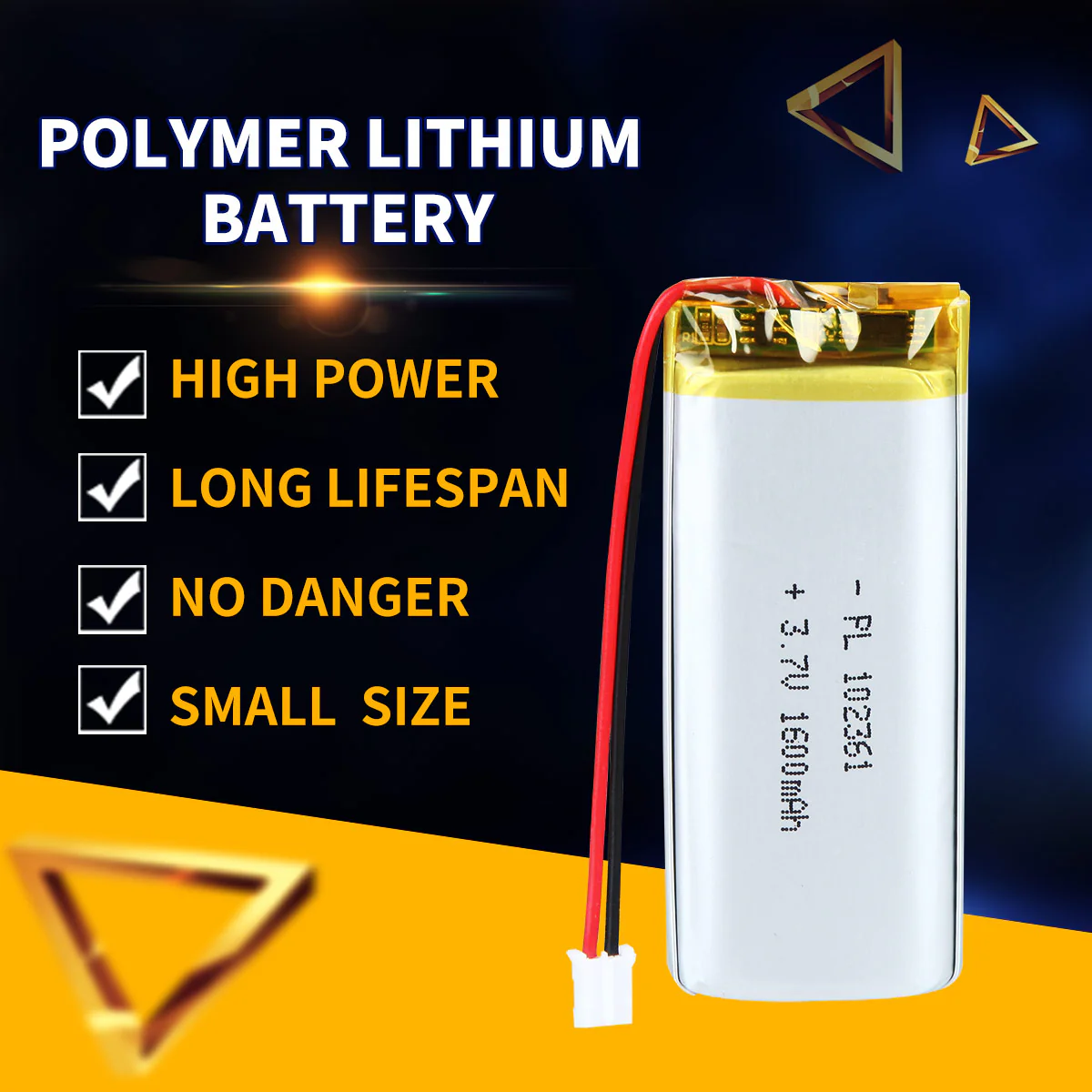3.7V 1600mAh 102361 Rechargeable Lithium Polymer Battery - Image 2