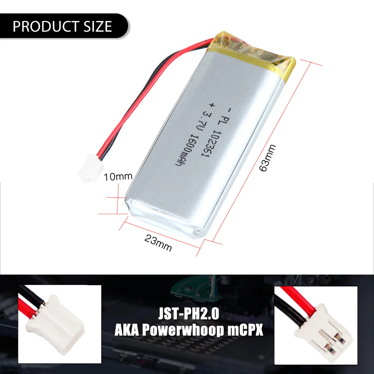 3.7V 1600mAh 102361 Rechargeable Lithium Polymer Battery - Image 5