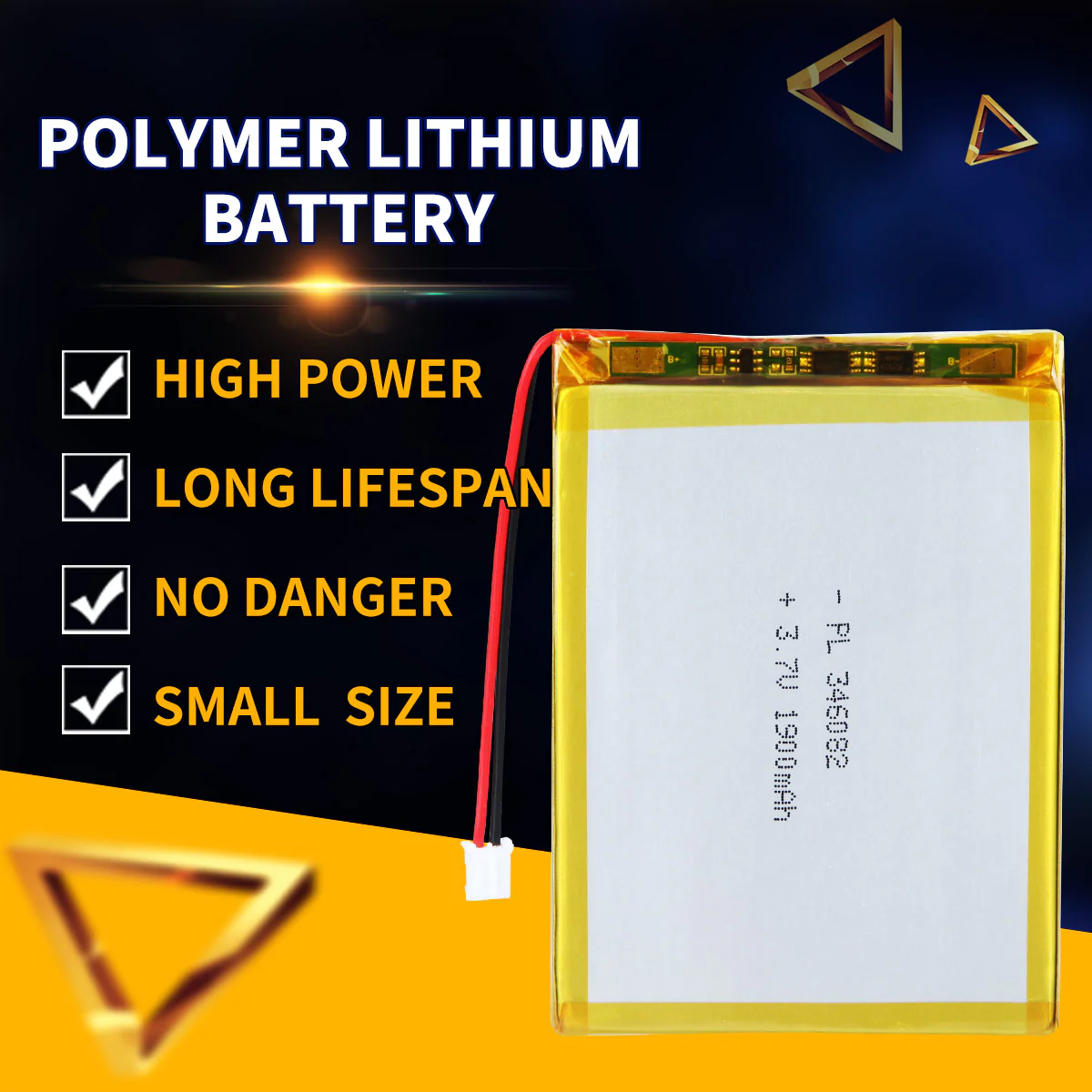 3.7V 1900mAh 346082 Rechargeable Lithium Polymer Battery - Image 2
