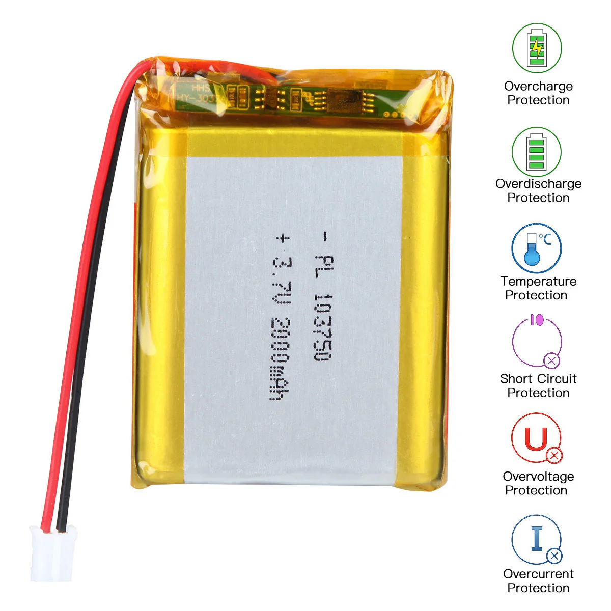 3.7V 2000mAh 103750 Rechargeable Lithium Polymer Battery - Image 4