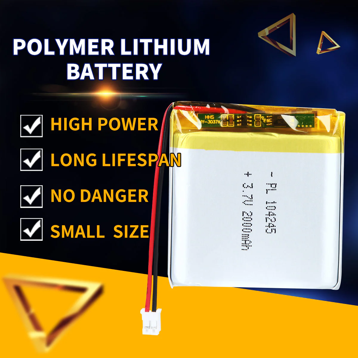 3.7V 2000mAh 104245 Rechargeable Lithium Polymer Battery - Image 2