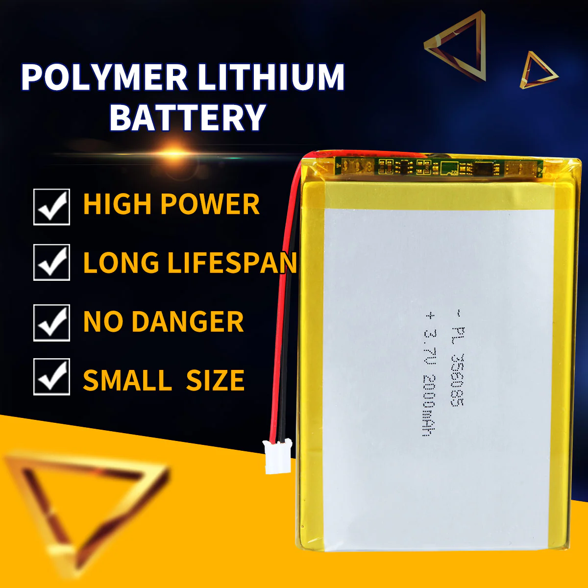 3.7V 2000mAh 356085 Rechargeable Lithium Polymer Battery - Image 2