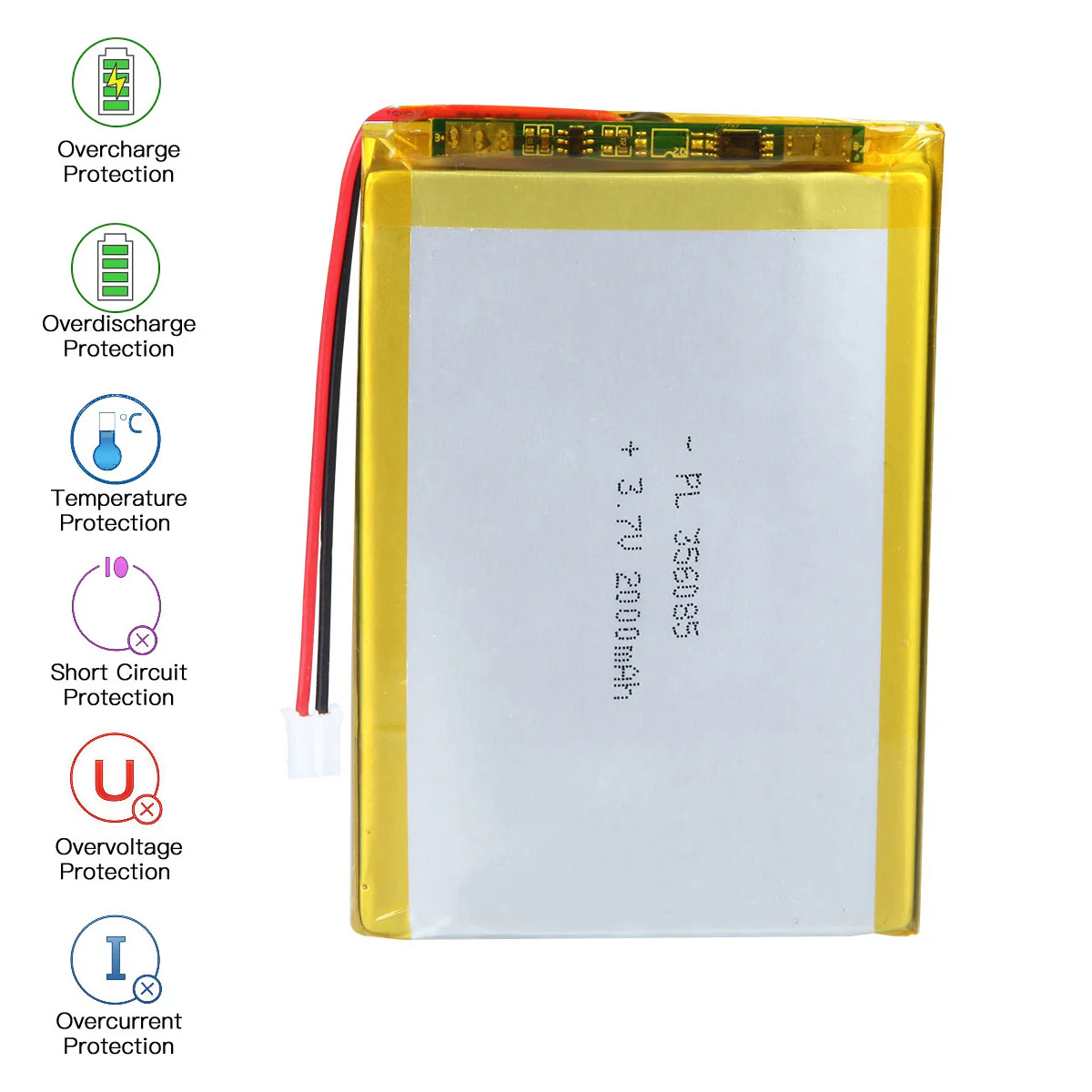 3.7V 2000mAh 356085 Rechargeable Lithium Polymer Battery - Image 4
