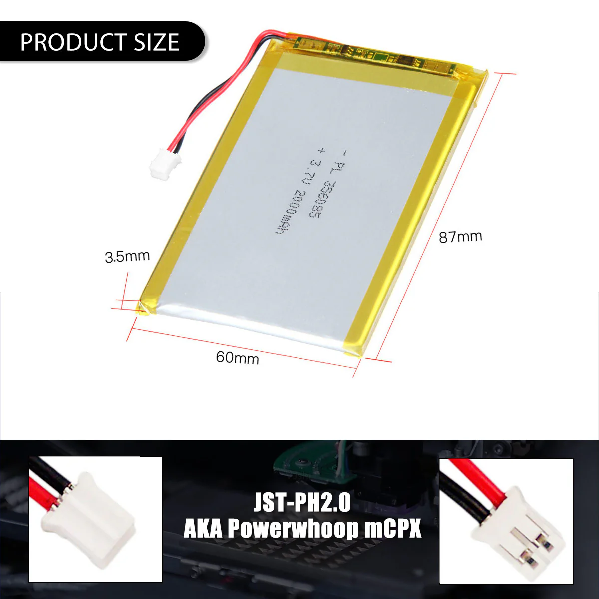 3.7V 2000mAh 356085 Rechargeable Lithium Polymer Battery - Image 5