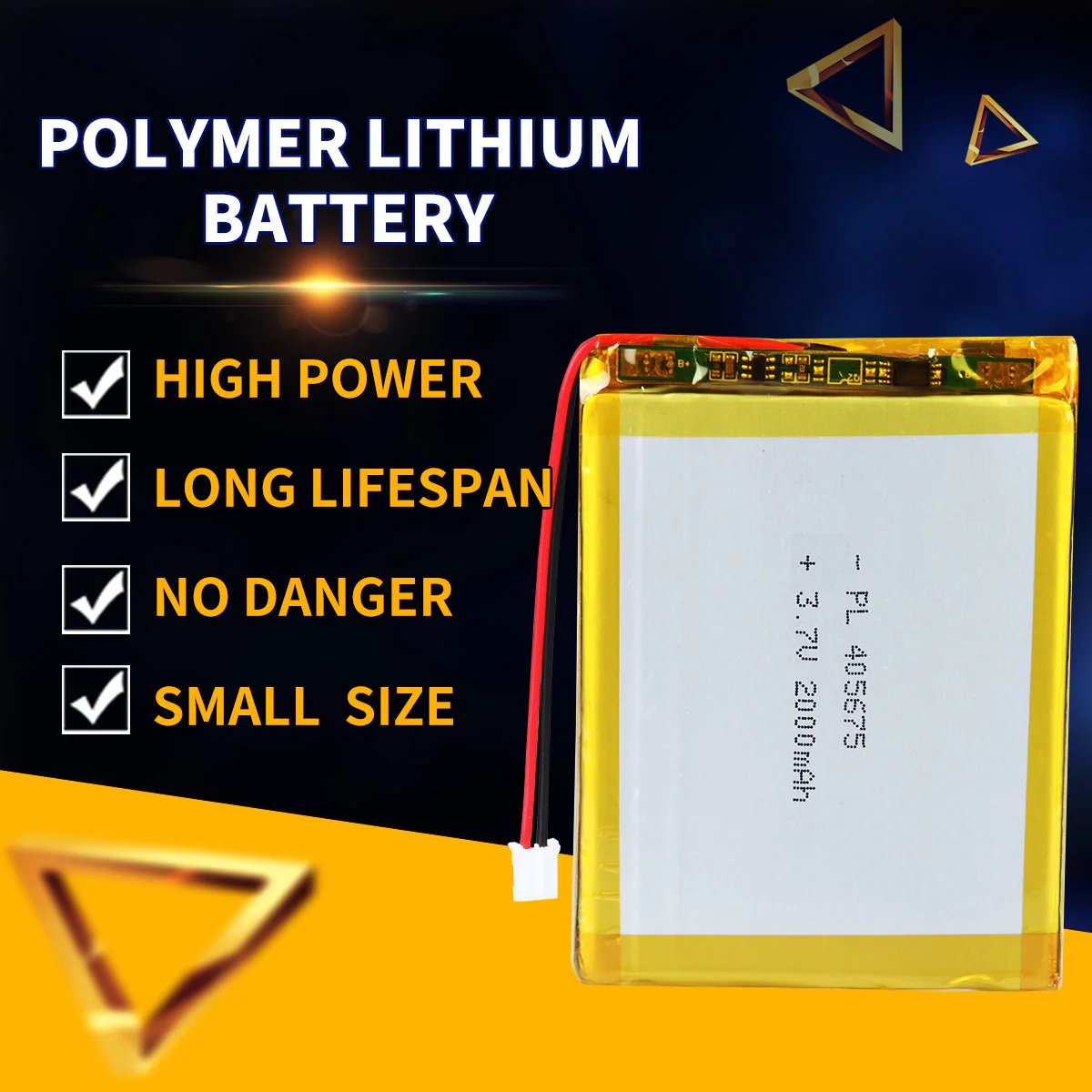 3.7V 2000mAh 405675 Rechargeable Lithium Polymer Battery - Image 2