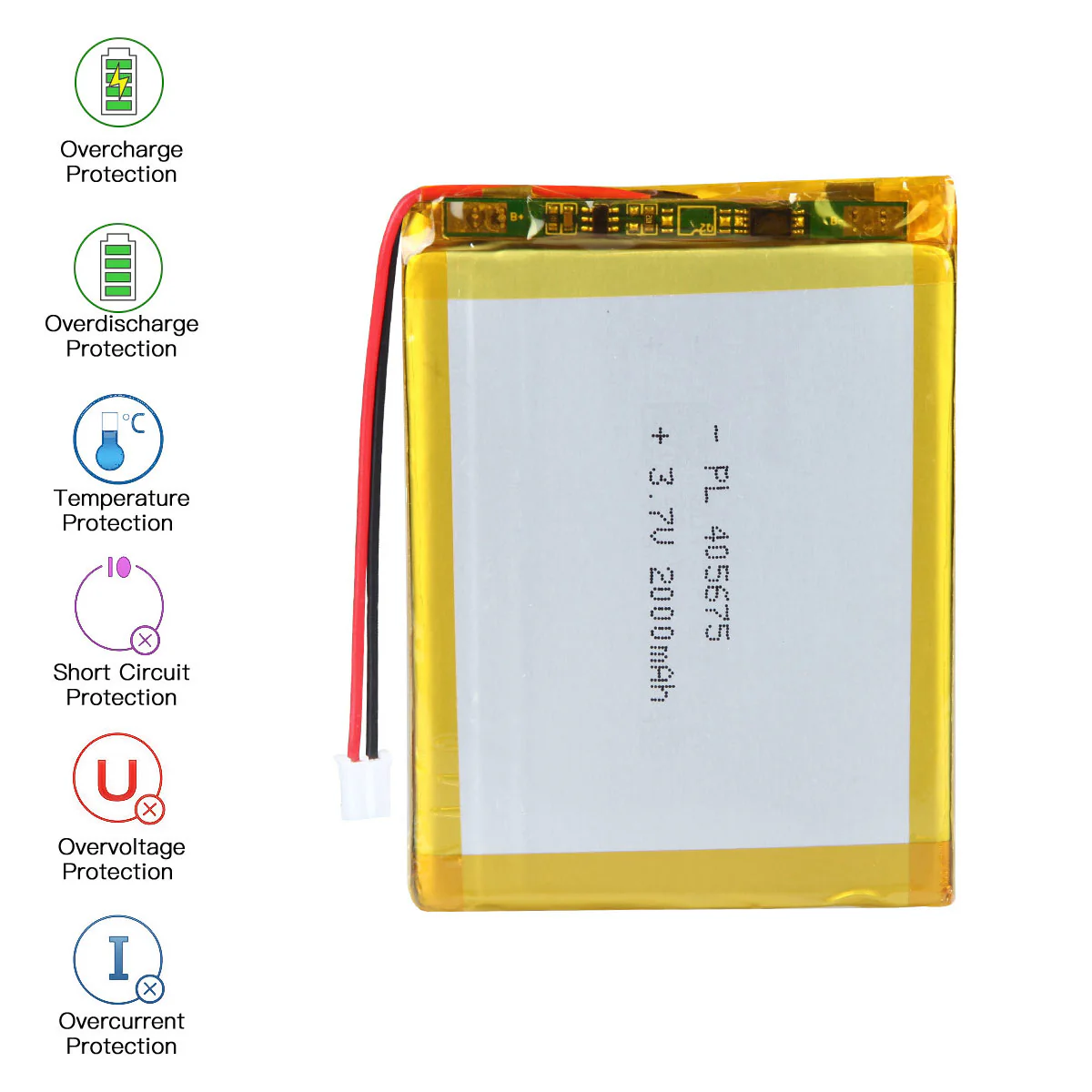 3.7V 2000mAh 405675 Rechargeable Lithium Polymer Battery - Image 4