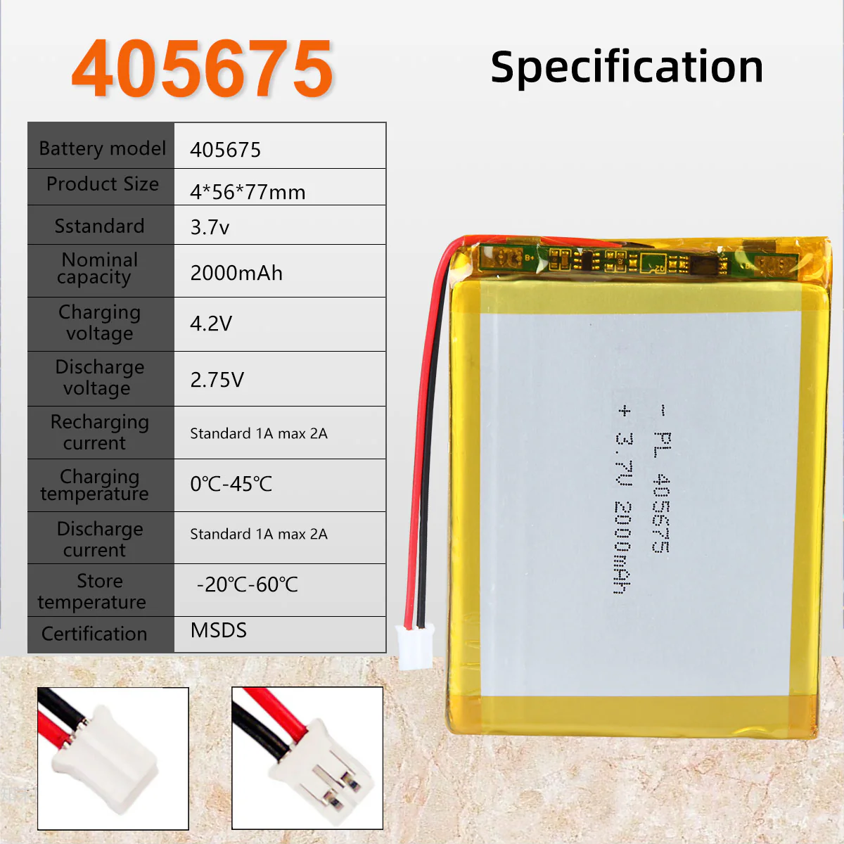 3.7V 2000mAh 405675 Rechargeable Lithium Polymer Battery - Image 6
