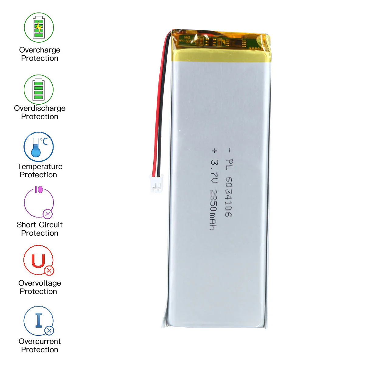 3.7V 2850mAh 6034106 Rechargeable Lithium Polymer Battery - Image 4