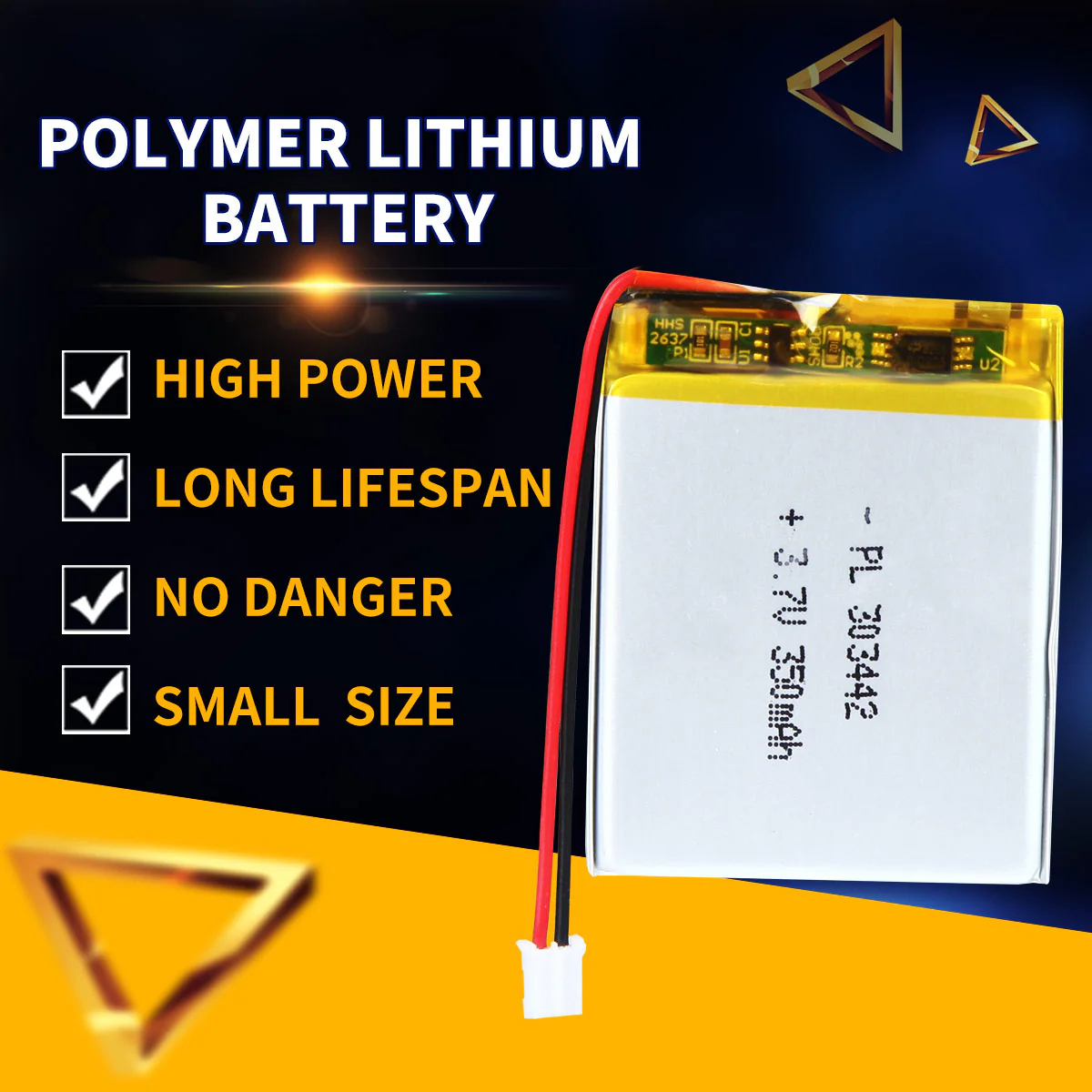 3.7V 350mAh 303442 Rechargeable Lithium Polymer Battery - Image 2