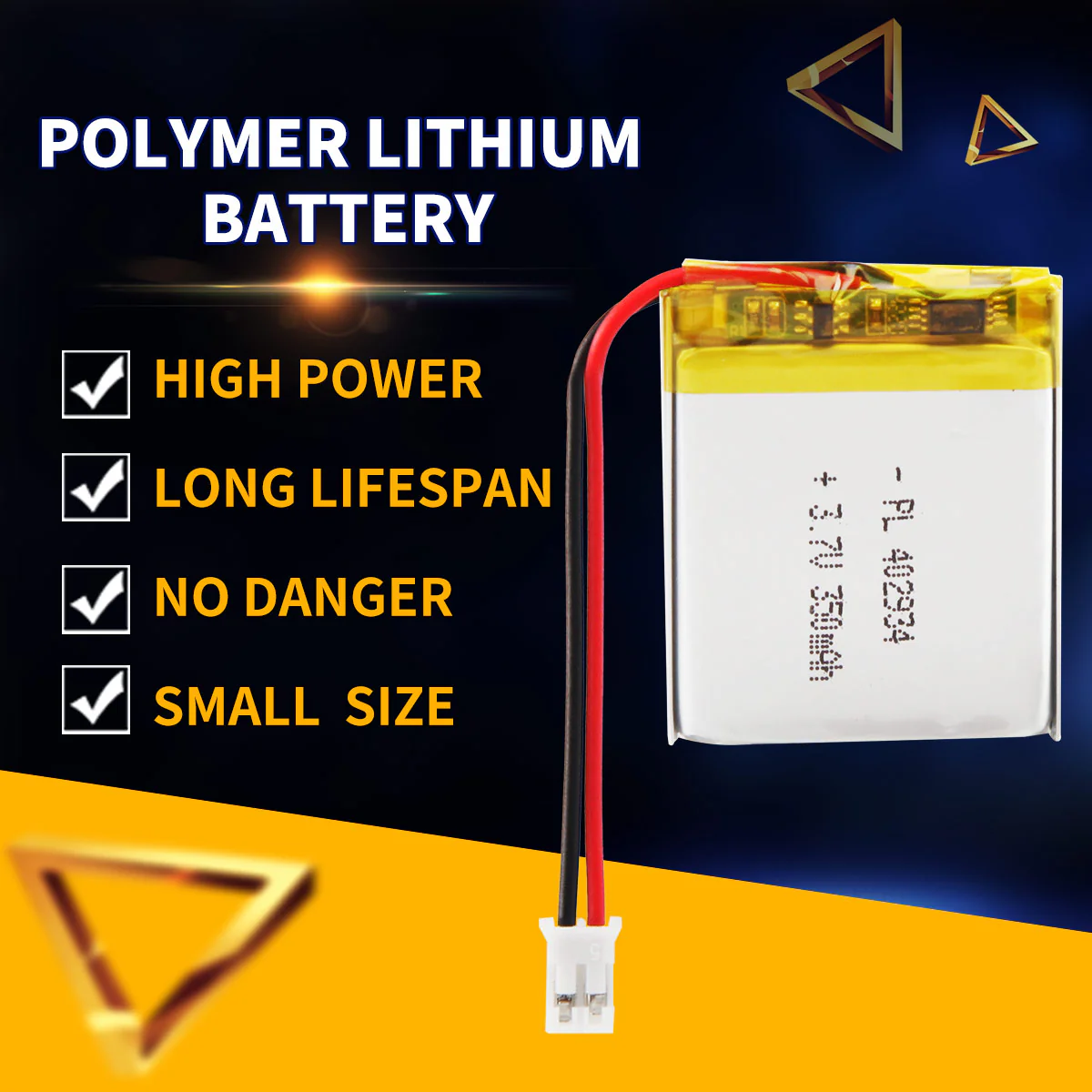 3.7V 350mAh 402934 Rechargeable Lithium Polymer Battery - Image 2