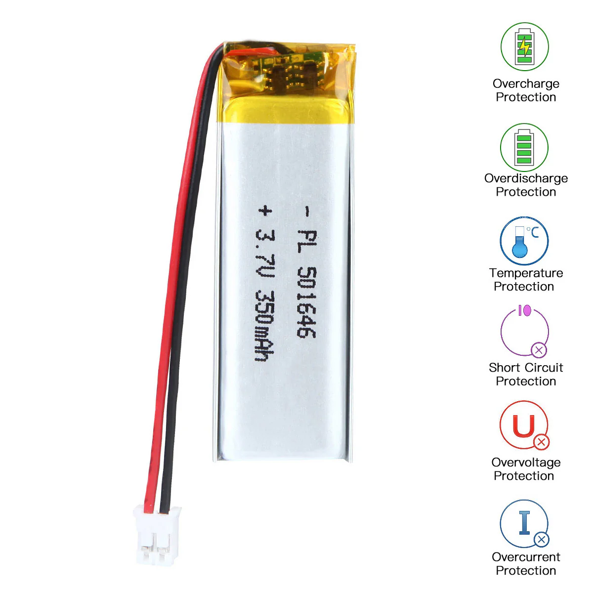 3.7V 350mAh 501646 Rechargeable Lithium Polymer Battery - Image 5