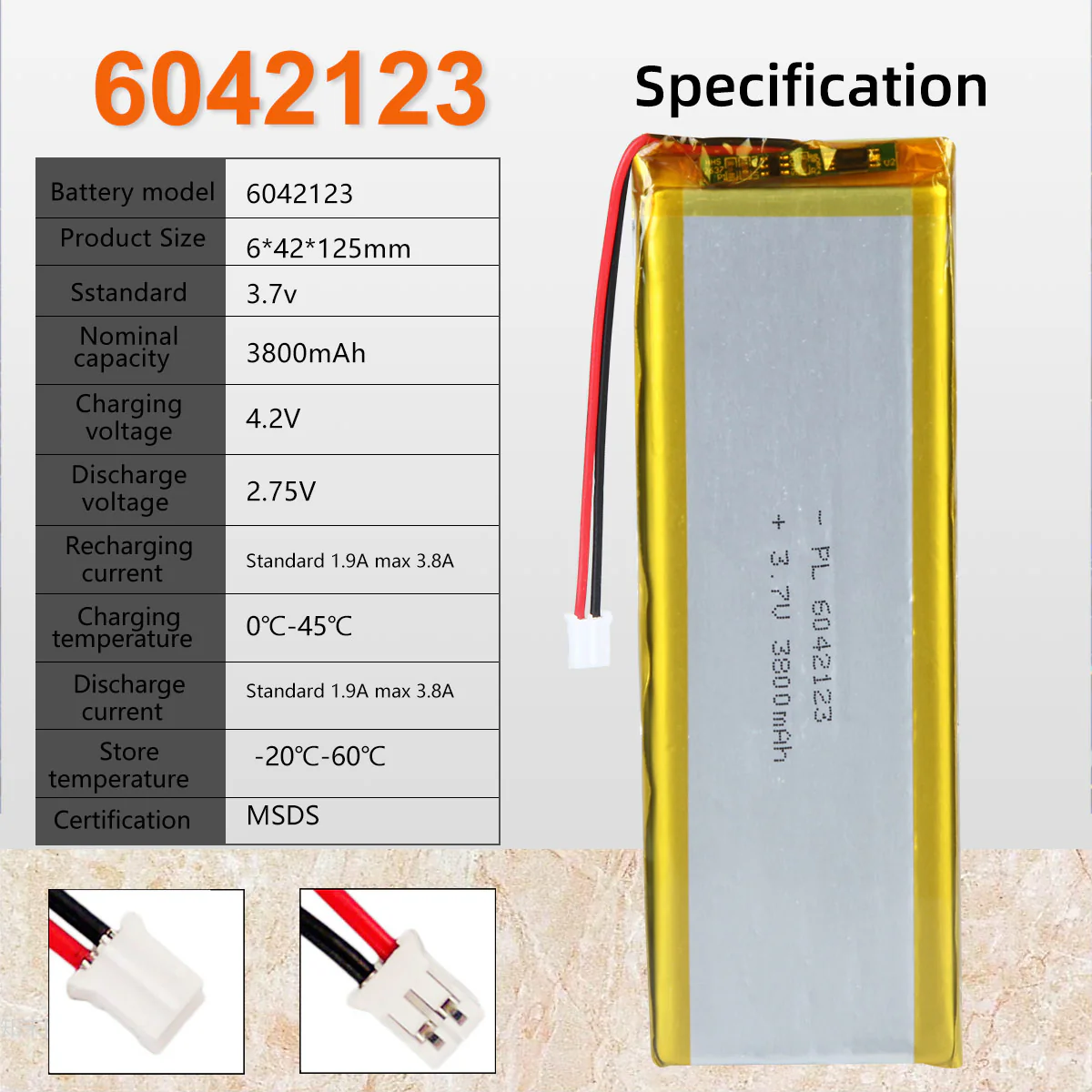 3.7V 3800mAh 6042123 Rechargeable Lithium Polymer Battery - Image 6