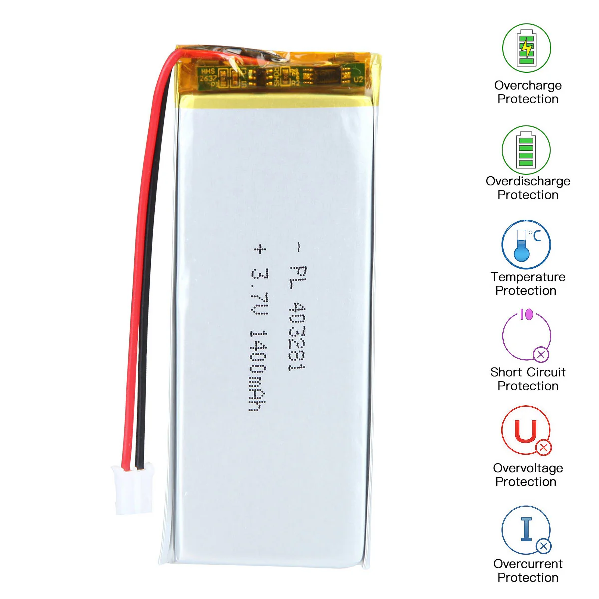 3.7V 403281 1400mAh Rechargeable Lithium Polymer Battery - Image 5