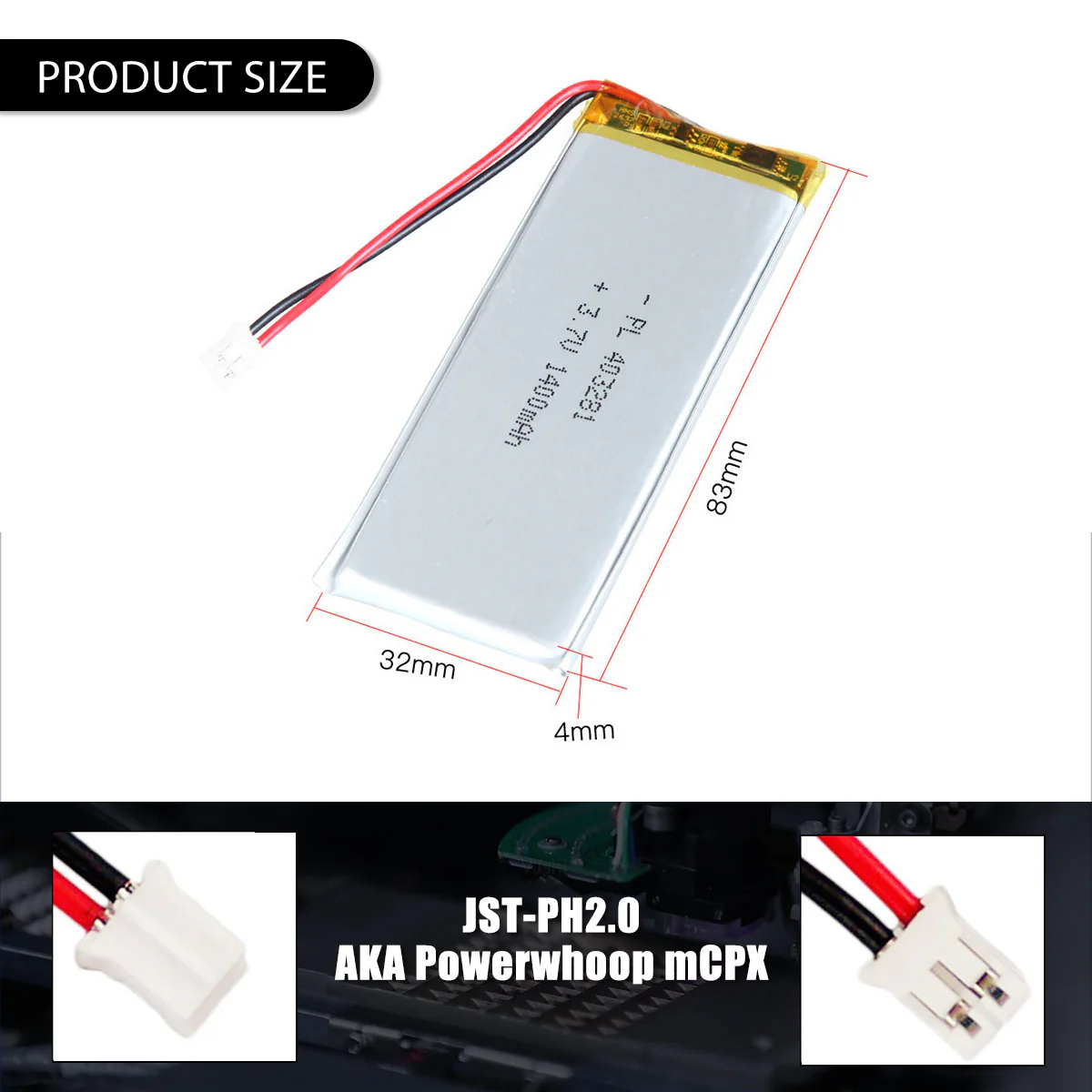3.7V 403281 1400mAh Rechargeable Lithium Polymer Battery - Image 6
