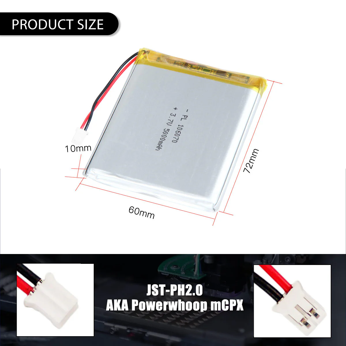 3.7V 5000mAh 106070 Rechargeable Lithium Polymer Battery - Image 3