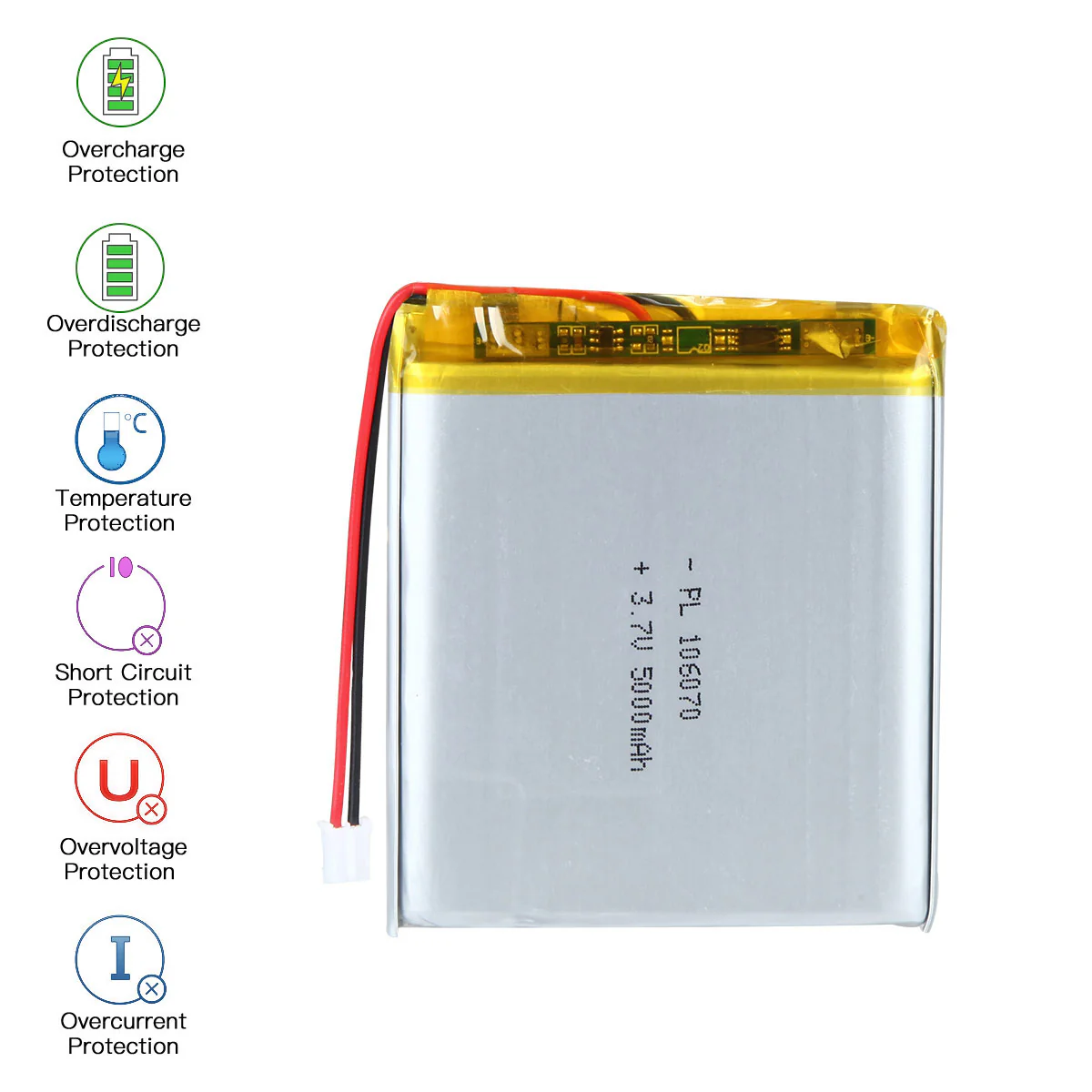 3.7V 5000mAh 106070 Rechargeable Lithium Polymer Battery - Image 5