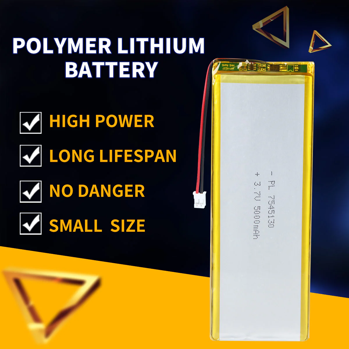 3.7V 5000mAh 7545130 Rechargeable Lithium Polymer Battery - Image 2