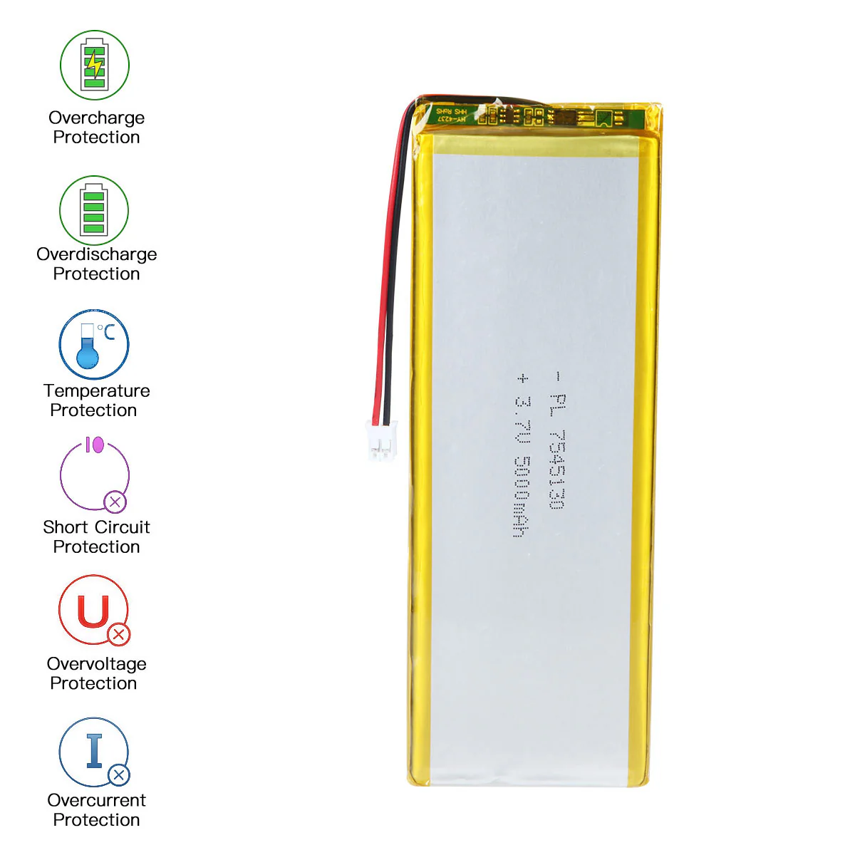 3.7V 5000mAh 7545130 Rechargeable Lithium Polymer Battery - Image 4