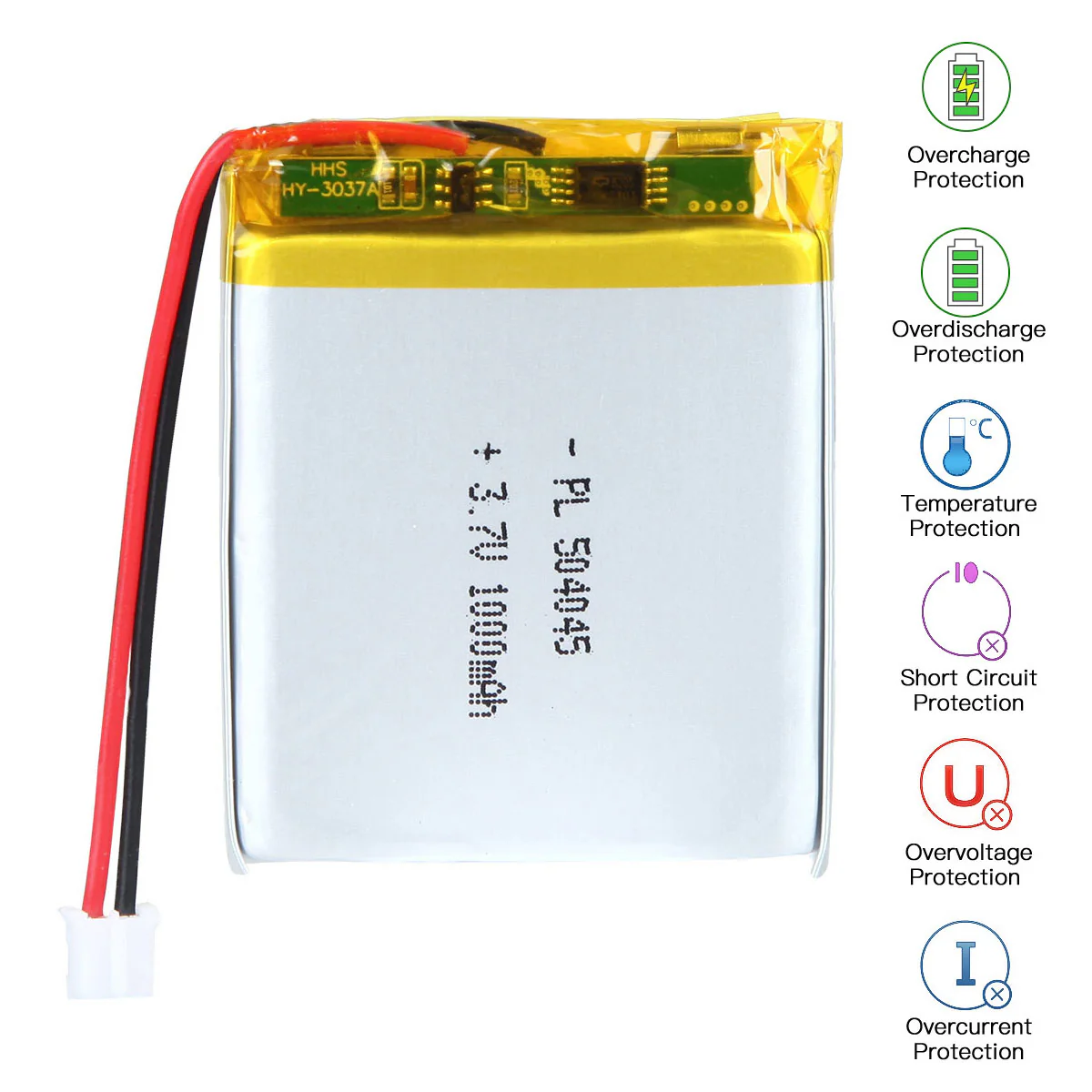 3.7V 504045 1000mAh Rechargeable Lithium Polymer Battery - Image 4