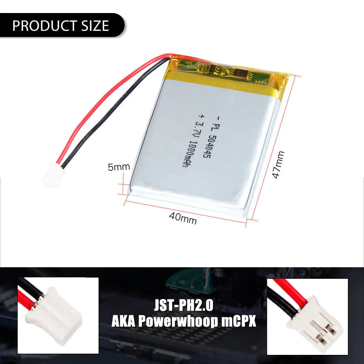 3.7V 504045 1000mAh Rechargeable Lithium Polymer Battery - Image 5