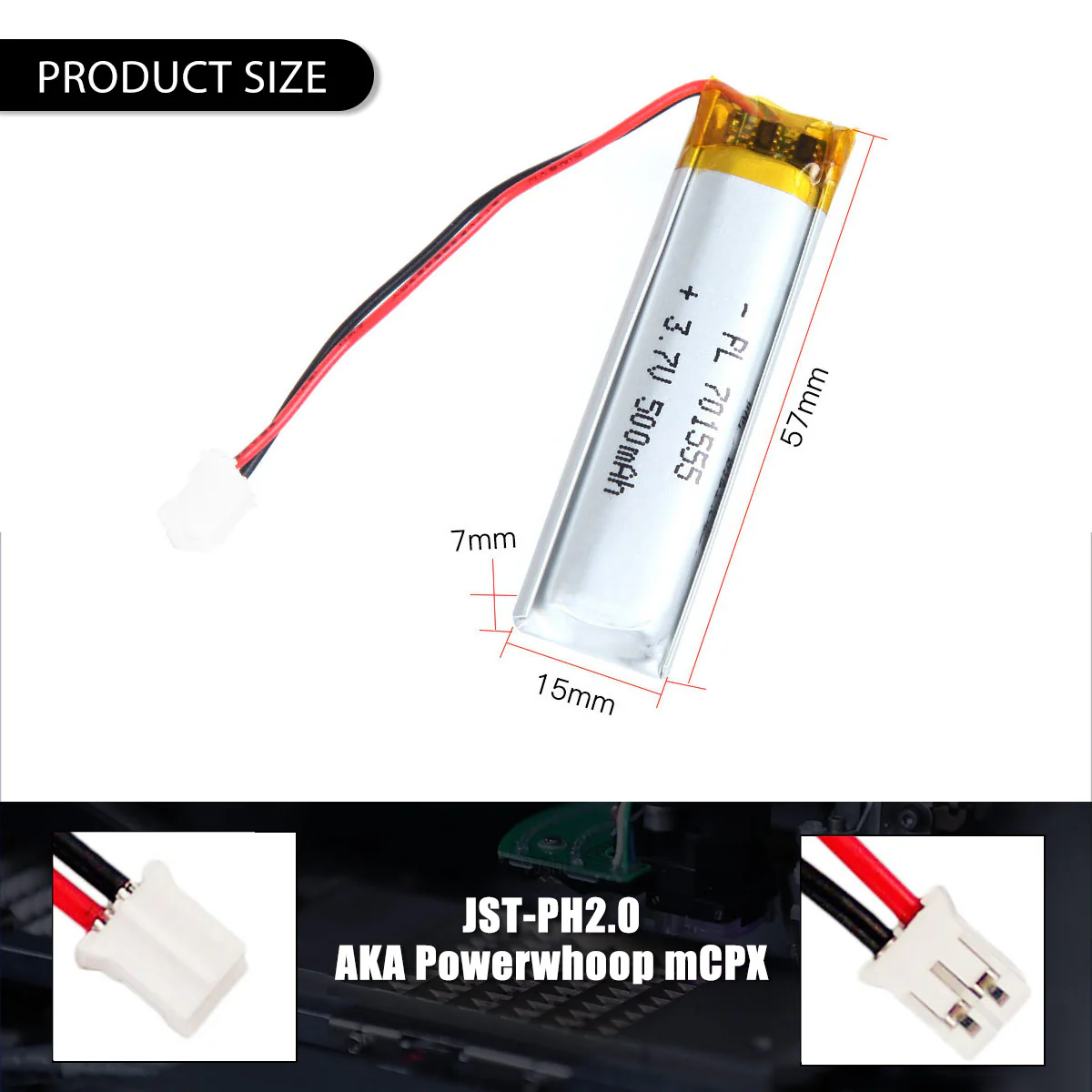3.7V 701555 500mAh Rechargeable Lithium Polymer Battery - Image 5