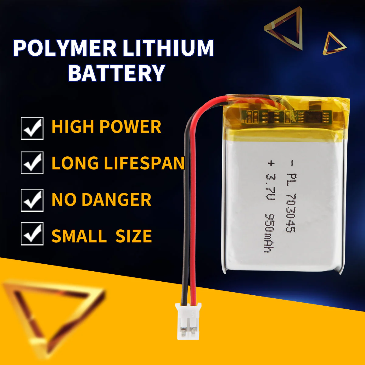3.7V 950mAh 703045 Rechargeable Lithium Polymer Battery - Image 2