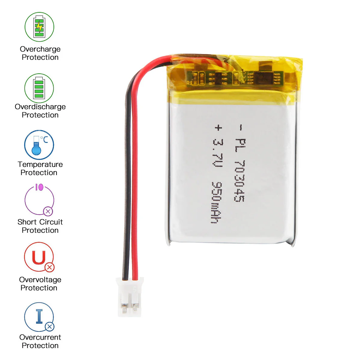 3.7V 950mAh 703045 Rechargeable Lithium Polymer Battery - Image 4