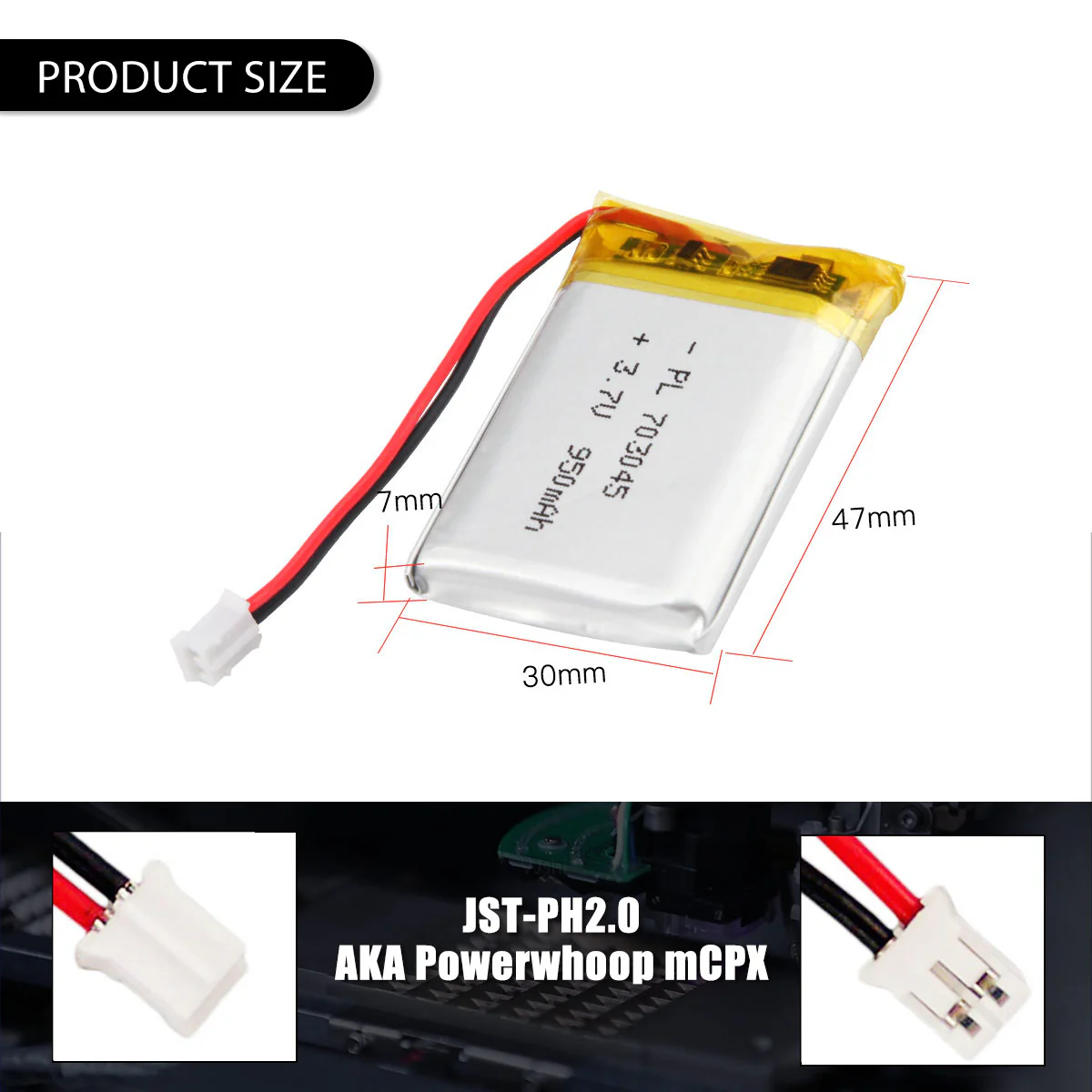 3.7V 950mAh 703045 Rechargeable Lithium Polymer Battery - Image 5